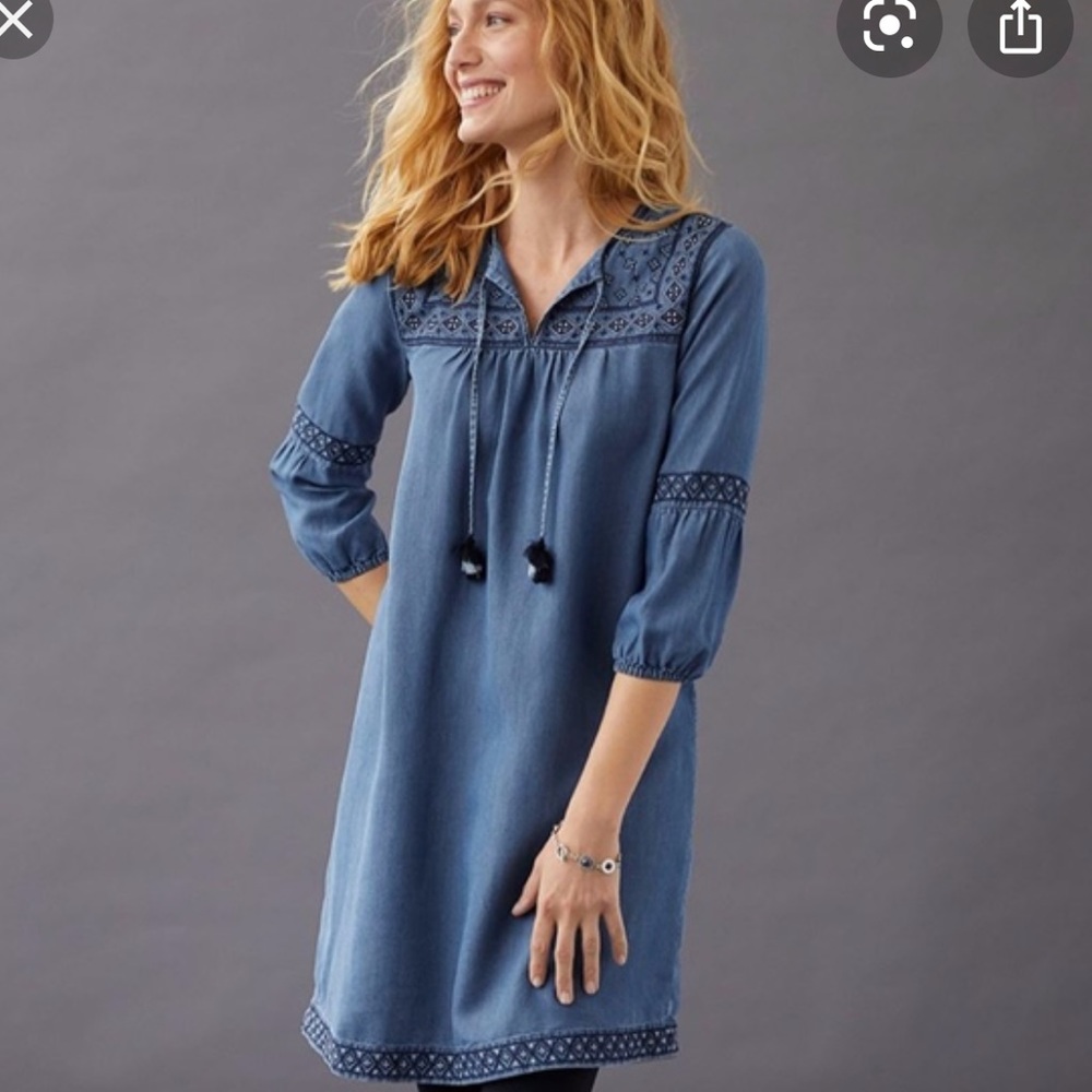 J Jill embroidered denim dress
